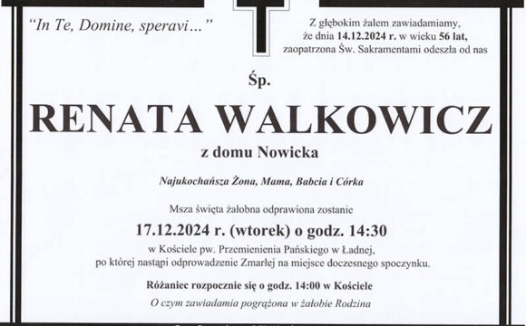 Zmarła Pani Renata Walkowicz