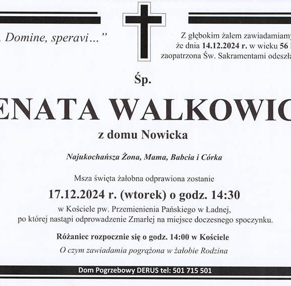 Zmarła Pani Renata Walkowicz
